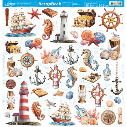 Papel Scrapbook Litoarte SD-1337 Mar Doce Lar Recortes 30,5x30,5cm - Palácio da Arte