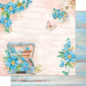 Papel Scrapbook Litoarte SD1-088 Flores Azuis 30,5x30,5cm - Palácio da Arte