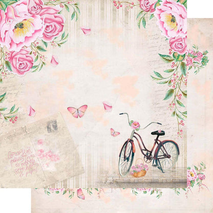 Papel Scrapbook Litoarte SD1-095 Bicicleta e Flores 30,5x30,5cm - Palácio da Arte