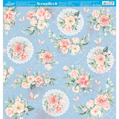 Papel Scrapbook Litoarte SD1-104 Amor com Arte Rosas 30,5x30,5cm - Palácio da Arte