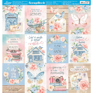 Papel Scrapbook Litoarte SD1-105 Amor com Arte Tags 30,5x30,5cm - Palácio da Arte