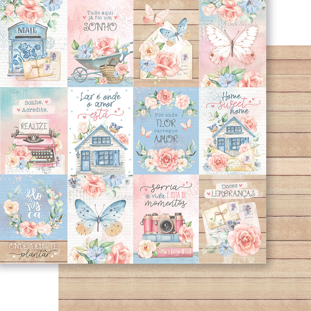 Papel Scrapbook Litoarte SD1-105 Amor com Arte Tags 30,5x30,5cm - Palácio da Arte