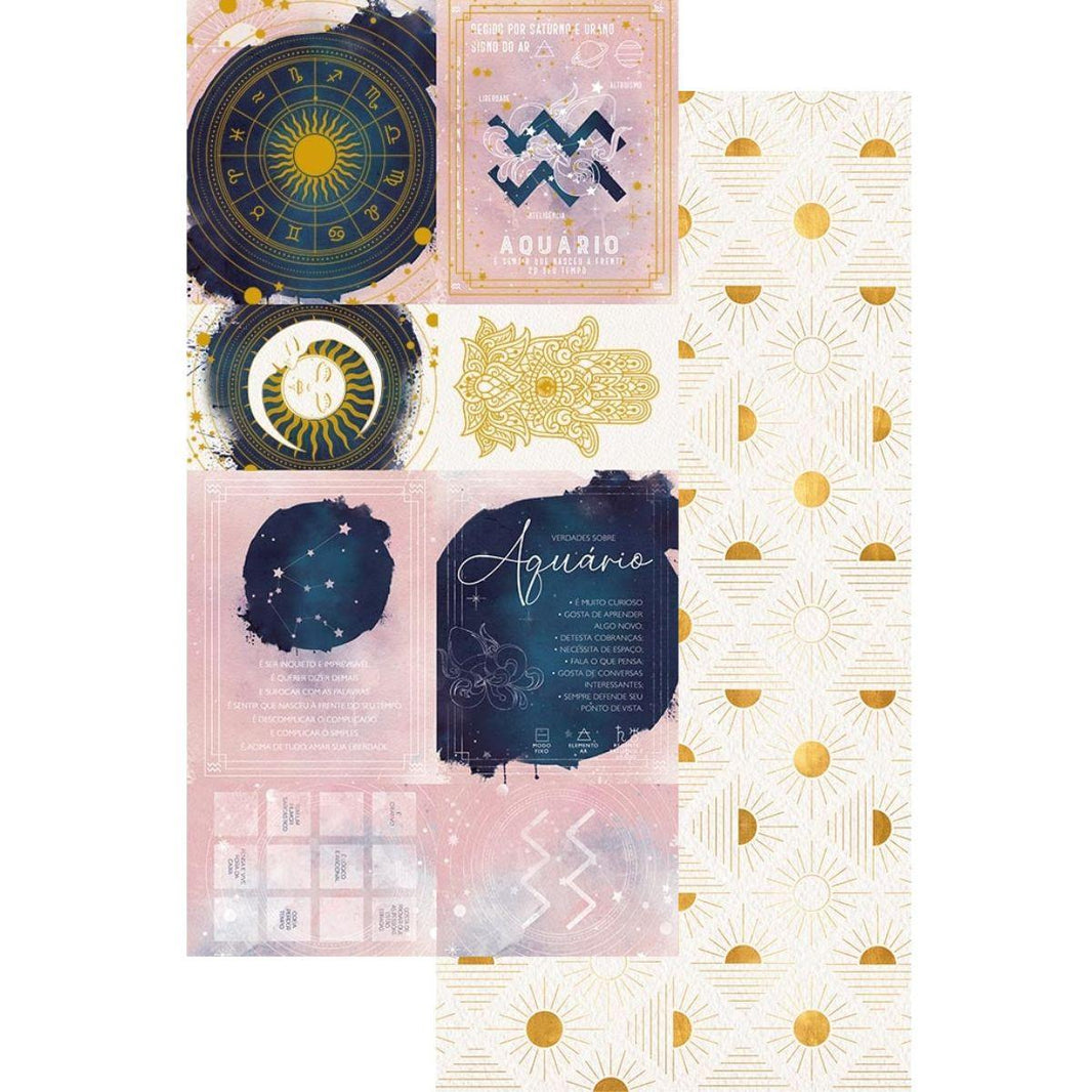 Papel Scrapbook Litoarte SDH-011 Signo Aquário 15x30cm - Palácio da Arte