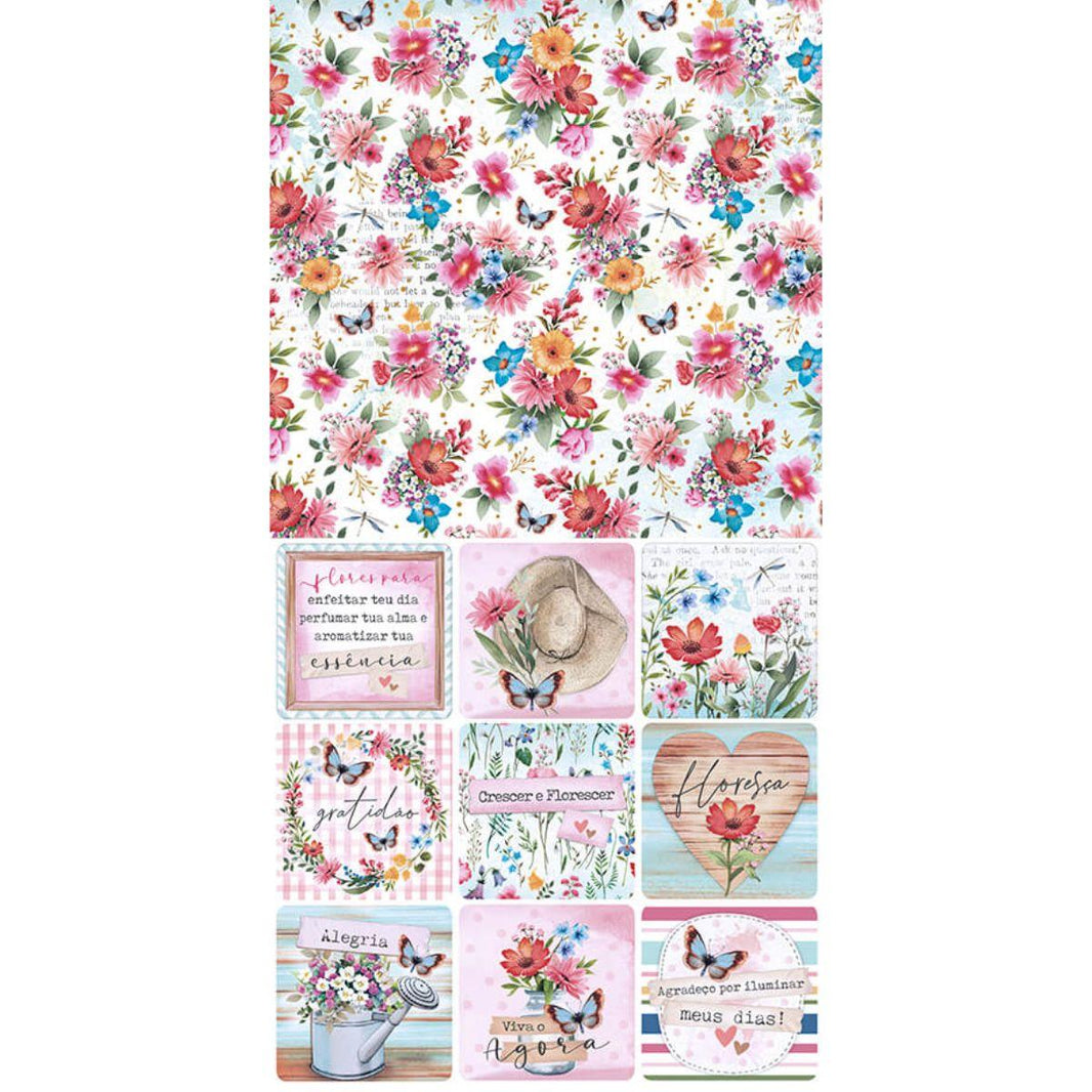 Papel Scrapbook Litoarte SDH-013 Flores do Campo 15x30cm - Palácio da Arte