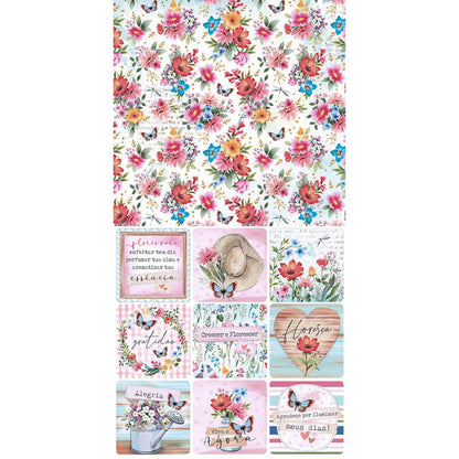 Papel Scrapbook Litoarte SDH-013 Flores do Campo 15x30cm - Palácio da Arte