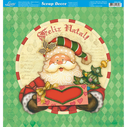 Papel Scrapbook Litoarte SDN-062 Natal Papai Noel Lozangos 30,5x30,5cm - Palácio da Arte