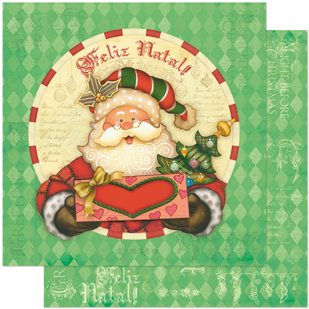 Papel Scrapbook Litoarte SDN-062 Natal Papai Noel Lozangos 30,5x30,5cm - Palácio da Arte