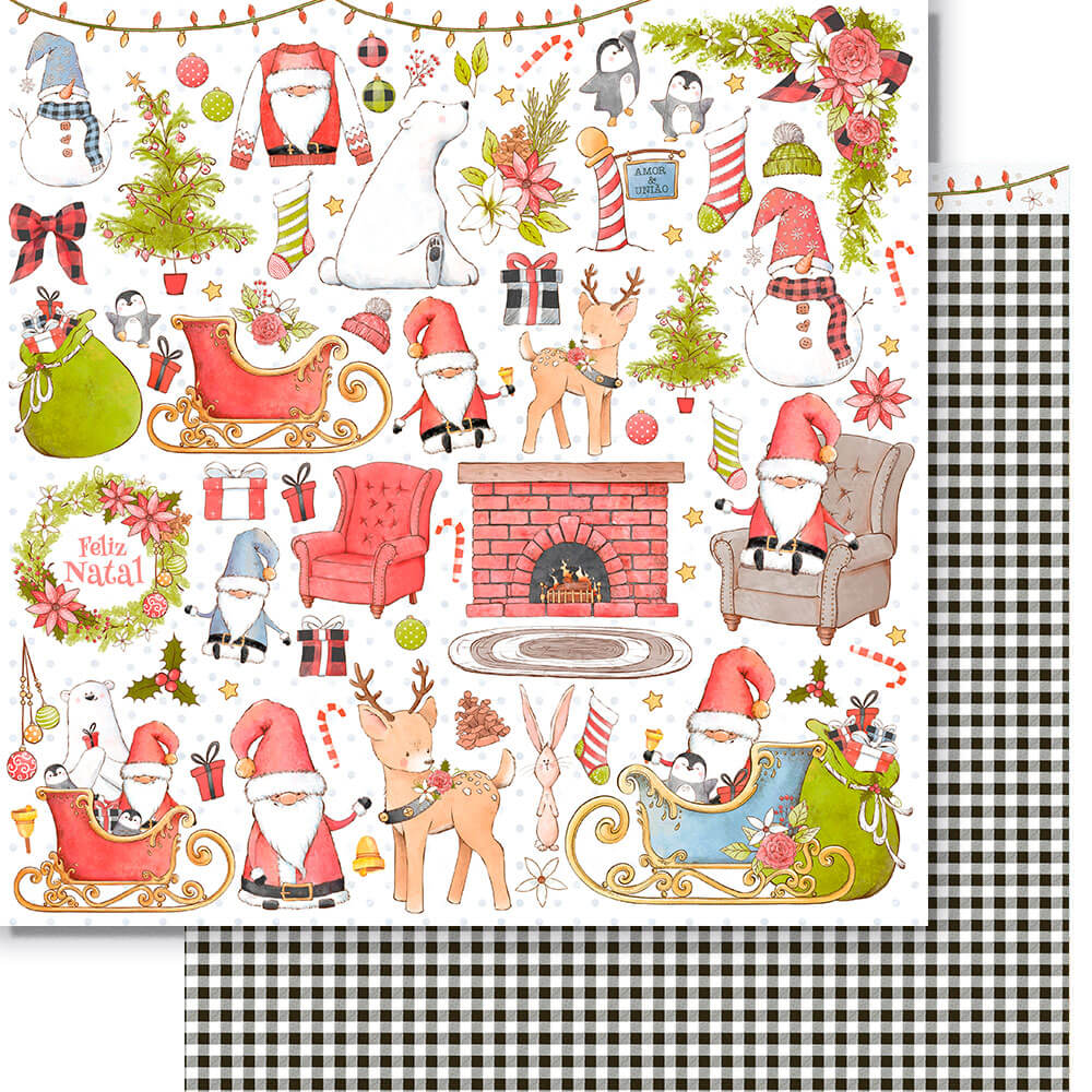 Papel Scrapbook Litoarte SDN-157 Celebração de Natal 30,5x30,5cm - Palácio da Arte