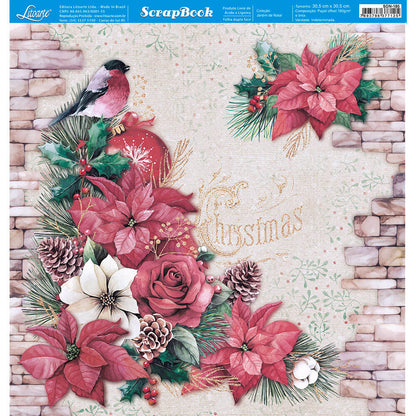 Papel Scrapbook Litoarte SDN-186 Jardim de Natal 30,5x30,5cm - Palácio da Arte