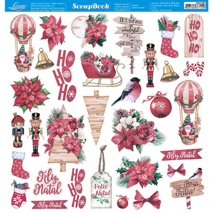 Papel Scrapbook Litoarte SDN-188 Jardim de Natal 30,5x30,5cm - Palácio da Arte