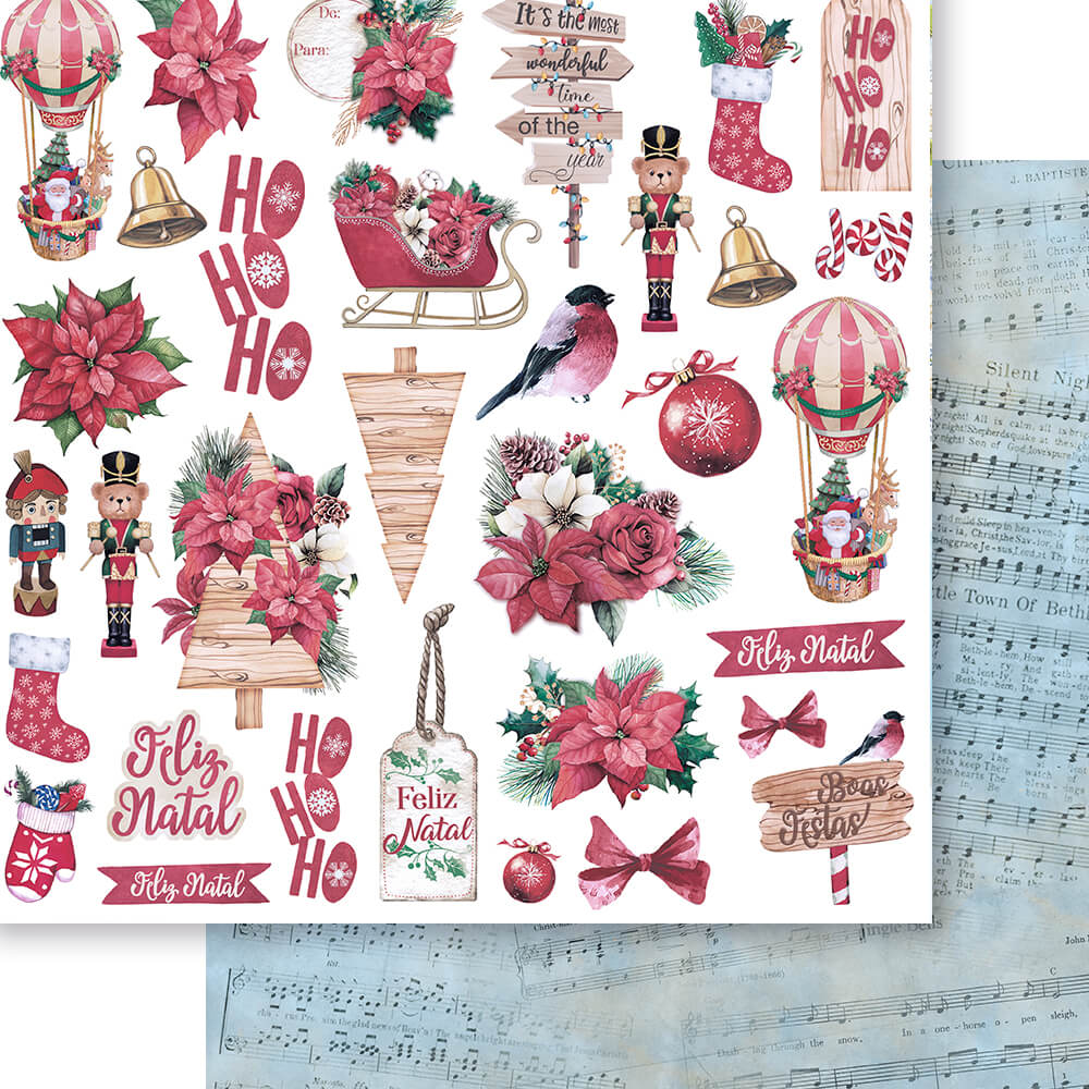 Papel Scrapbook Litoarte SDN-188 Jardim de Natal 30,5x30,5cm - Palácio da Arte