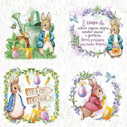 Papel Scrapbook Litoarte SDP-019 Coelho de Roupa 30,5x30,5cm - Palácio da Arte