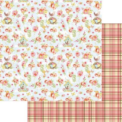 Papel Scrapbook Litoarte SDP-022 Ninho e Flores 30,5x30,5cm - Palácio da Arte