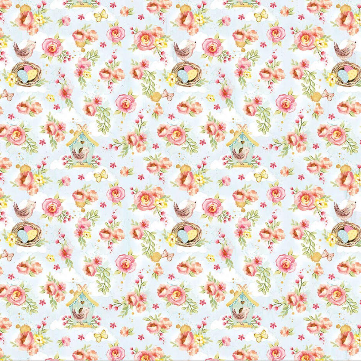 Papel Scrapbook Litoarte SDP-022 Ninho e Flores 30,5x30,5cm - Palácio da Arte