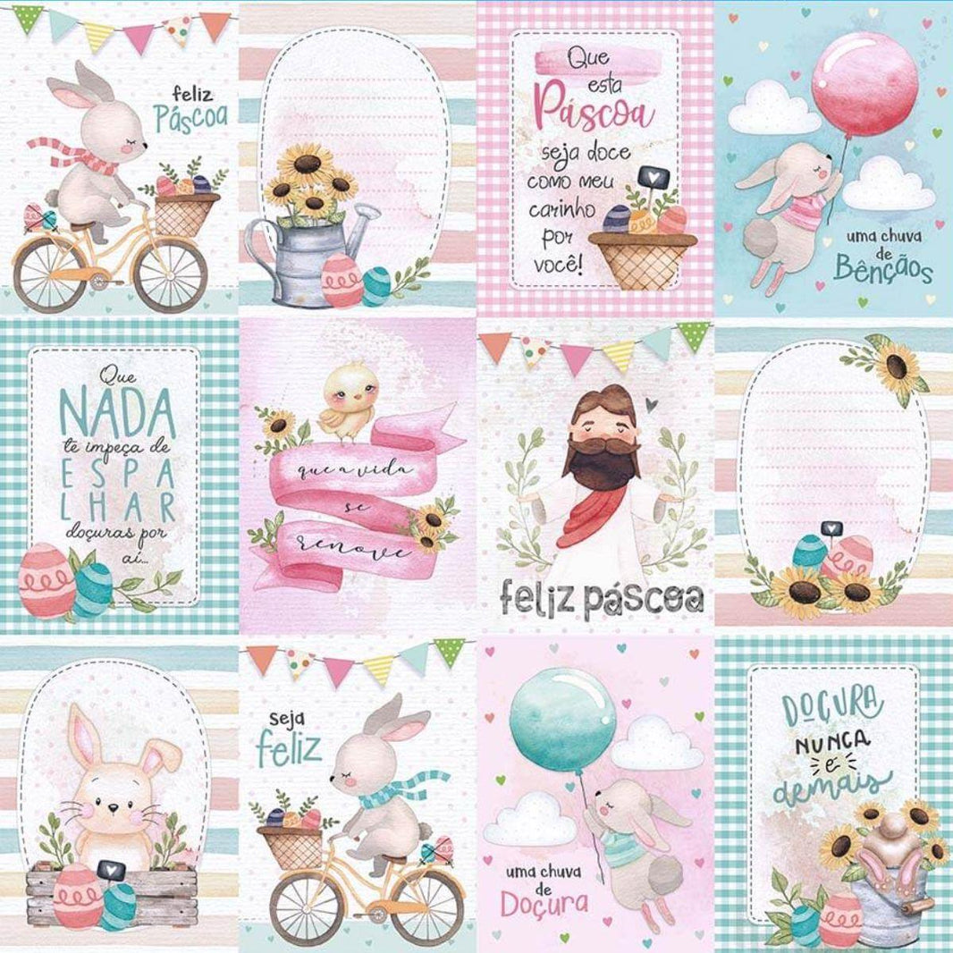 Papel Scrapbook Litoarte SDP-025 Tags Feliz Páscoa 30,5x30,5cm - Palácio da Arte
