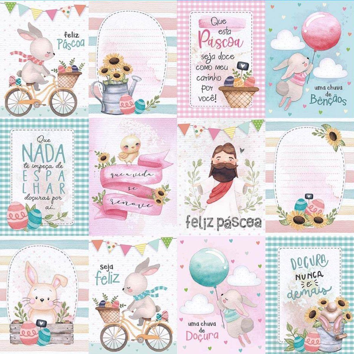 Papel Scrapbook Litoarte SDP-025 Tags Feliz Páscoa 30,5x30,5cm - Palácio da Arte
