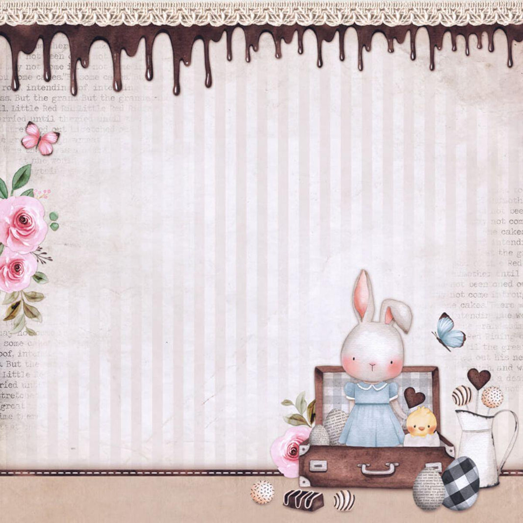 Papel Scrapbook Litoarte SDP-027 Coelha e Flores 30,5x30,5cm - Palácio da Arte