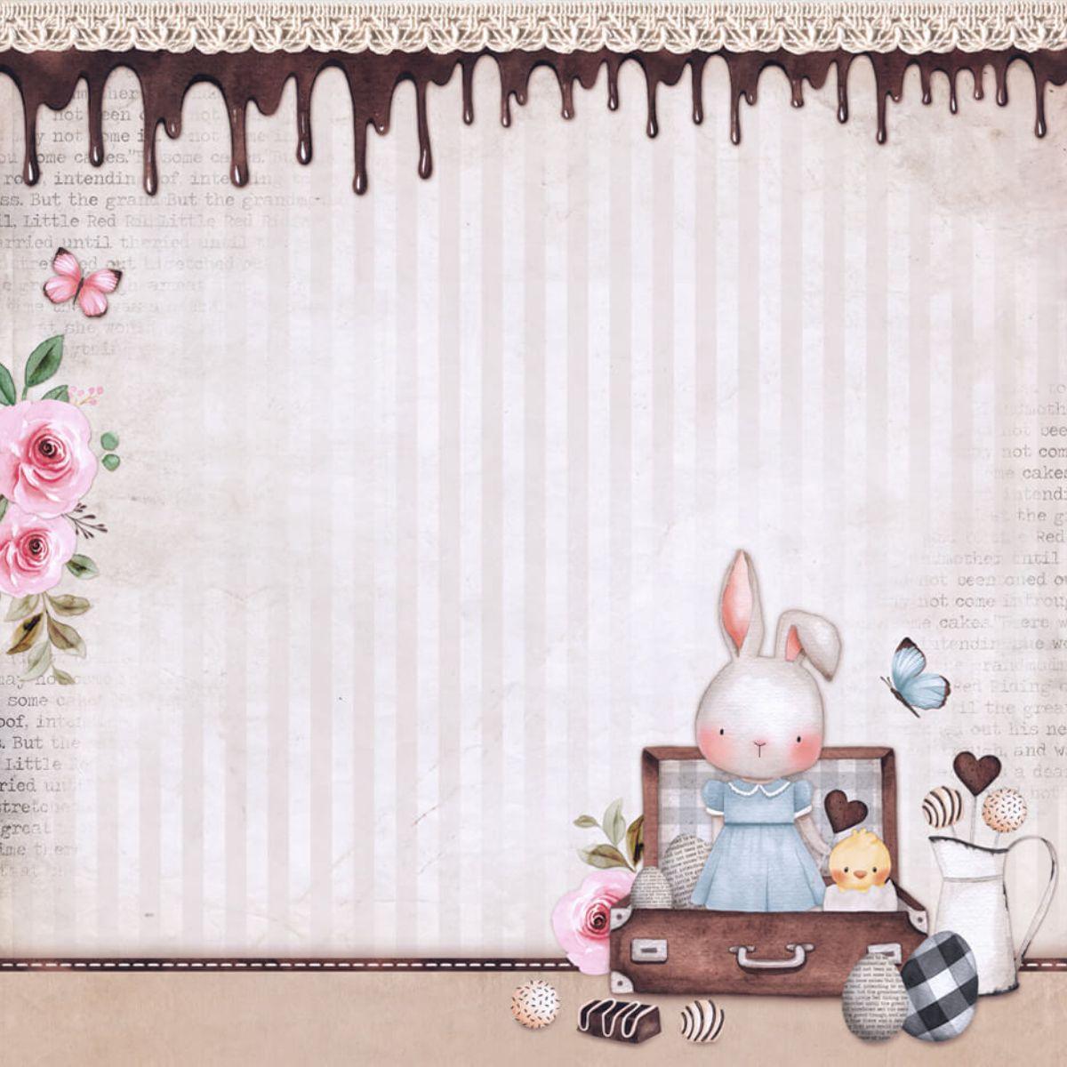 Papel Scrapbook Litoarte SDP-027 Coelha e Flores 30,5x30,5cm - Palácio da Arte
