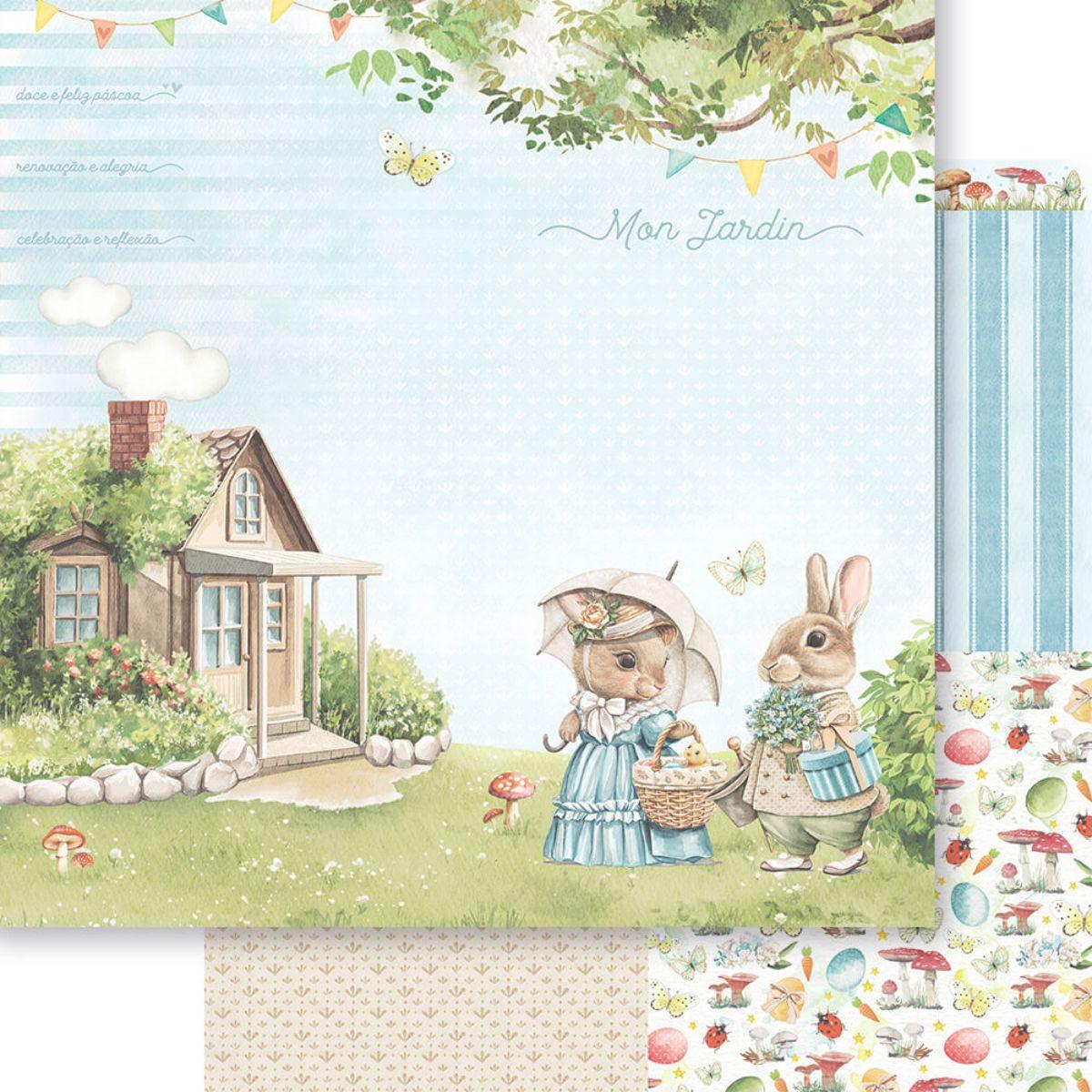 Papel Scrapbook Litoarte SDP-031 Coelhos 30,5x30,5cm - Palácio da Arte