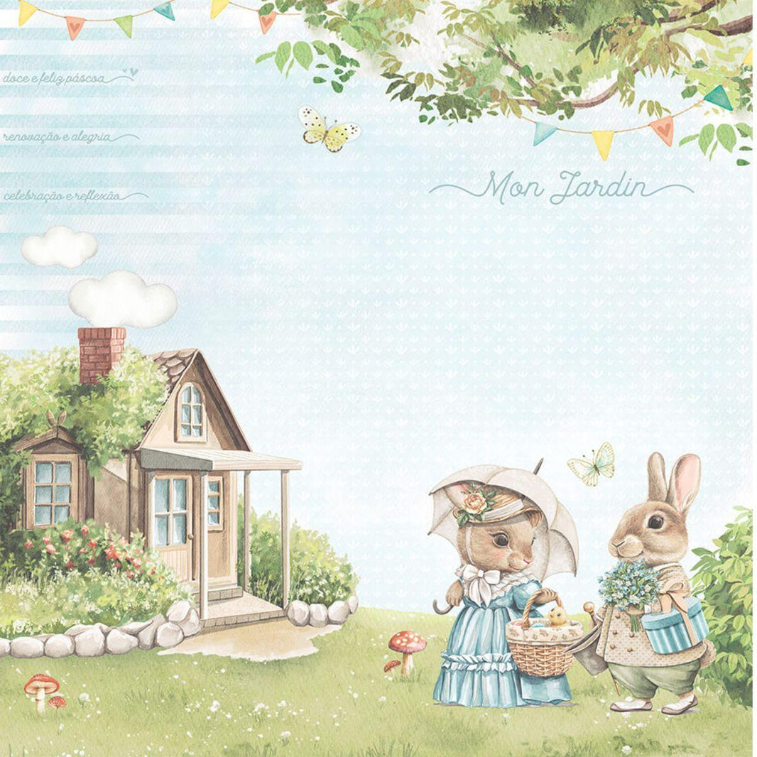 Papel Scrapbook Litoarte SDP-031 Coelhos 30,5x30,5cm - Palácio da Arte