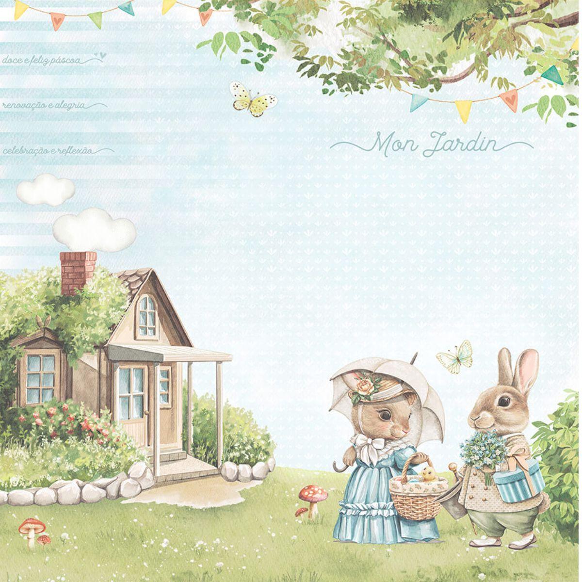 Papel Scrapbook Litoarte SDP-031 Coelhos 30,5x30,5cm - Palácio da Arte