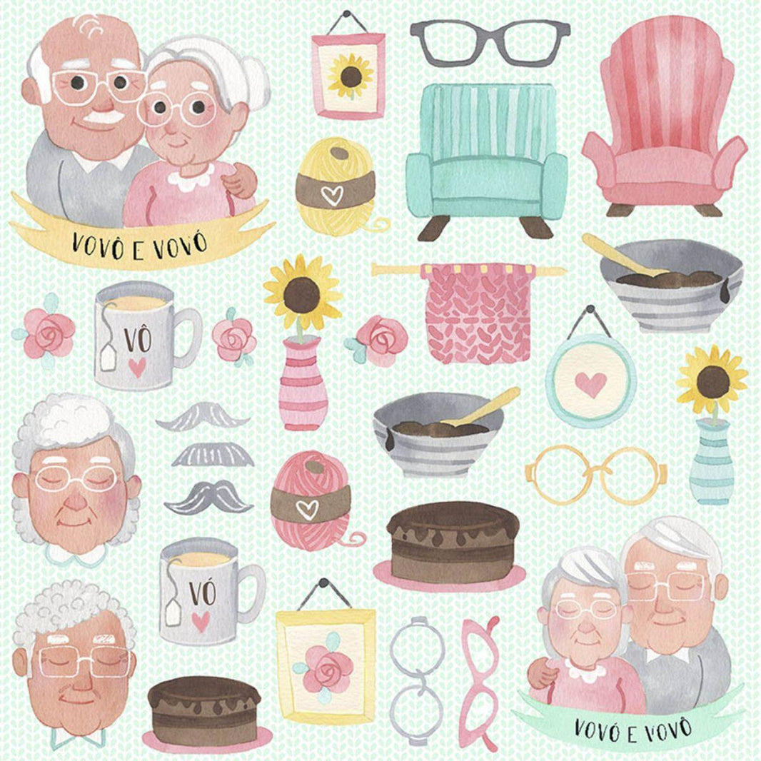 Papel Scrapbook My Memories Crafts 30,5x30,5 My Granny MMCMF-003 Vovó e Vovô - Palácio da Arte