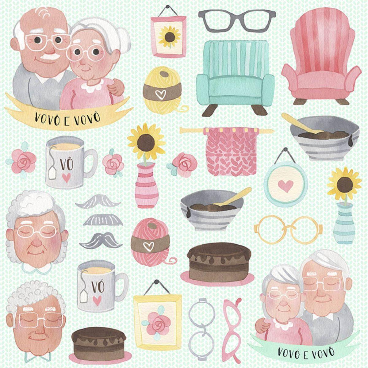 Papel Scrapbook My Memories Crafts 30,5x30,5 My Granny MMCMF-003 Vovó e Vovô - Palácio da Arte