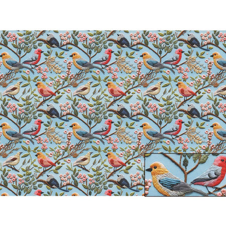 Papel Seda Litoarte PSL-005 Pássaros Bordados 67,5x46cm - Palácio da Arte