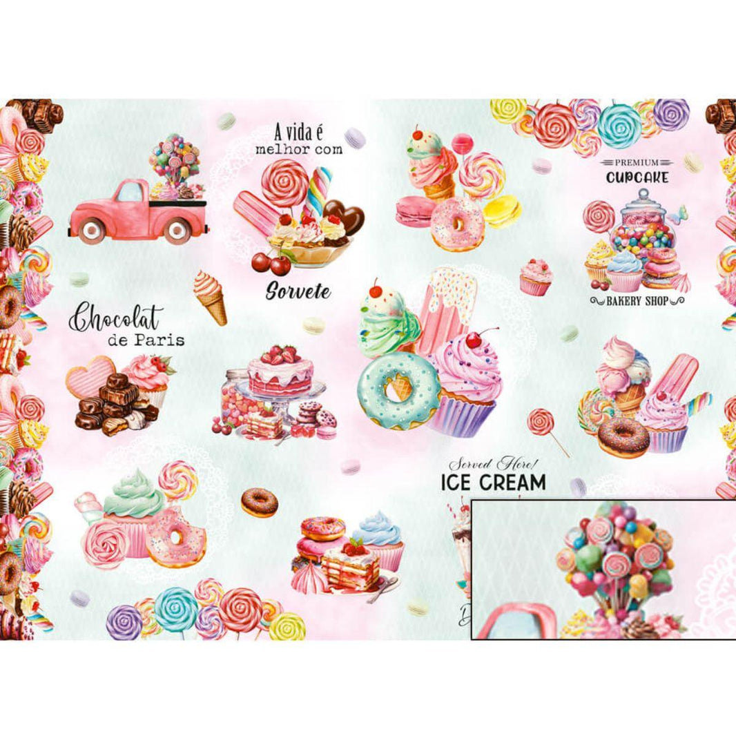 Papel Seda Litoarte PSL-007 Doces 67,5x46cm - Palácio da Arte