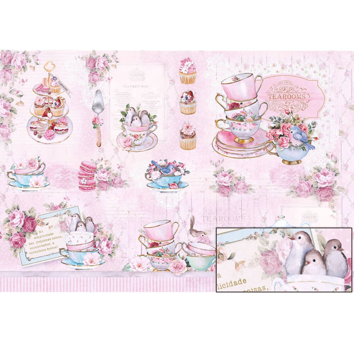 Papel Seda Litoarte PSL-010 Chá Shabby Chic 67,5x46cm - Palácio da Arte