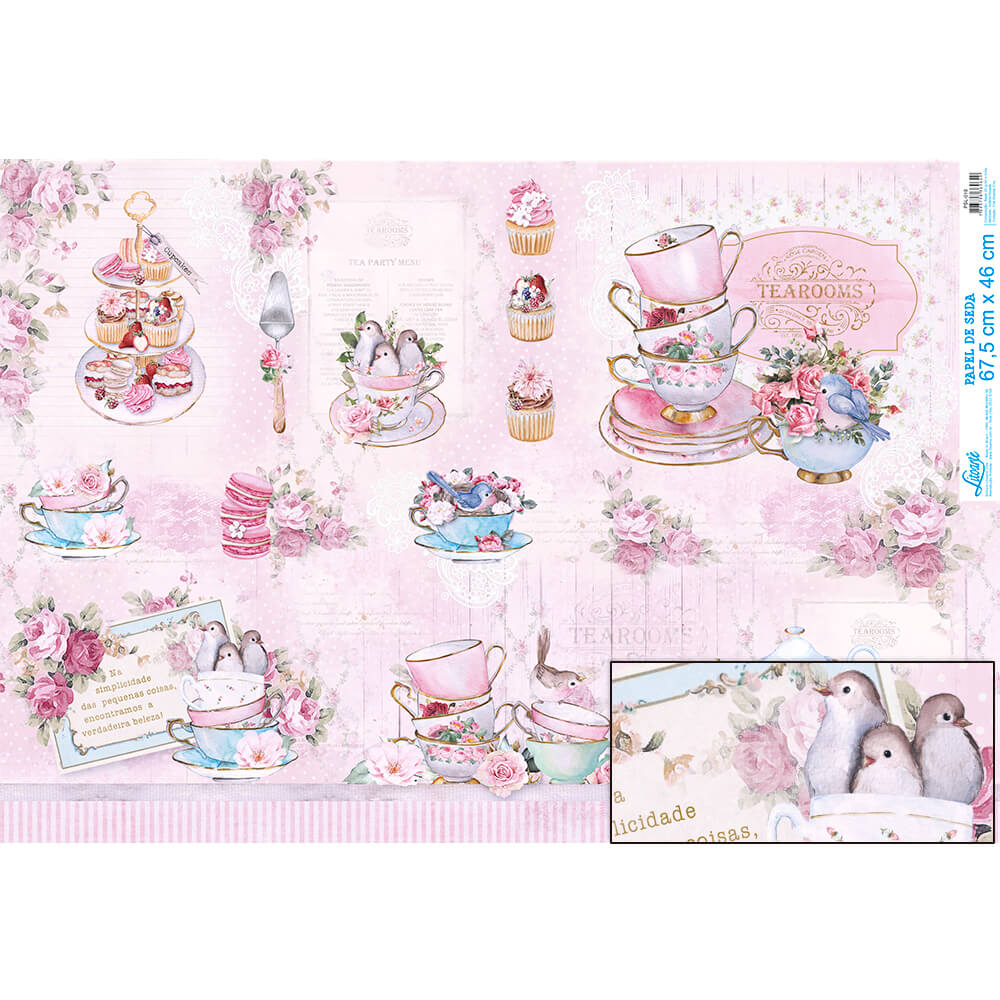 Papel Seda Litoarte PSL-010 Chá Shabby Chic 67,5x46cm - Palácio da Arte