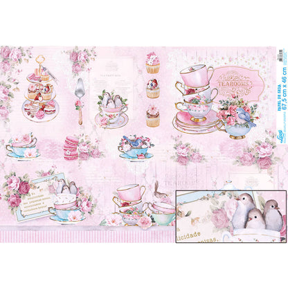Papel Seda Litoarte PSL-010 Chá Shabby Chic 67,5x46cm - Palácio da Arte