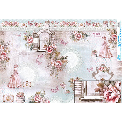 Papel Seda Litoarte PSL-011 Meu Sonho Vintage 67,5x46cm - Palácio da Arte
