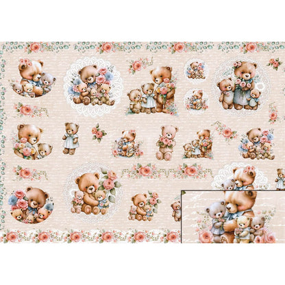 Papel Seda Litoarte PSL-012 Família Urso 67,5x46cm - Palácio da Arte