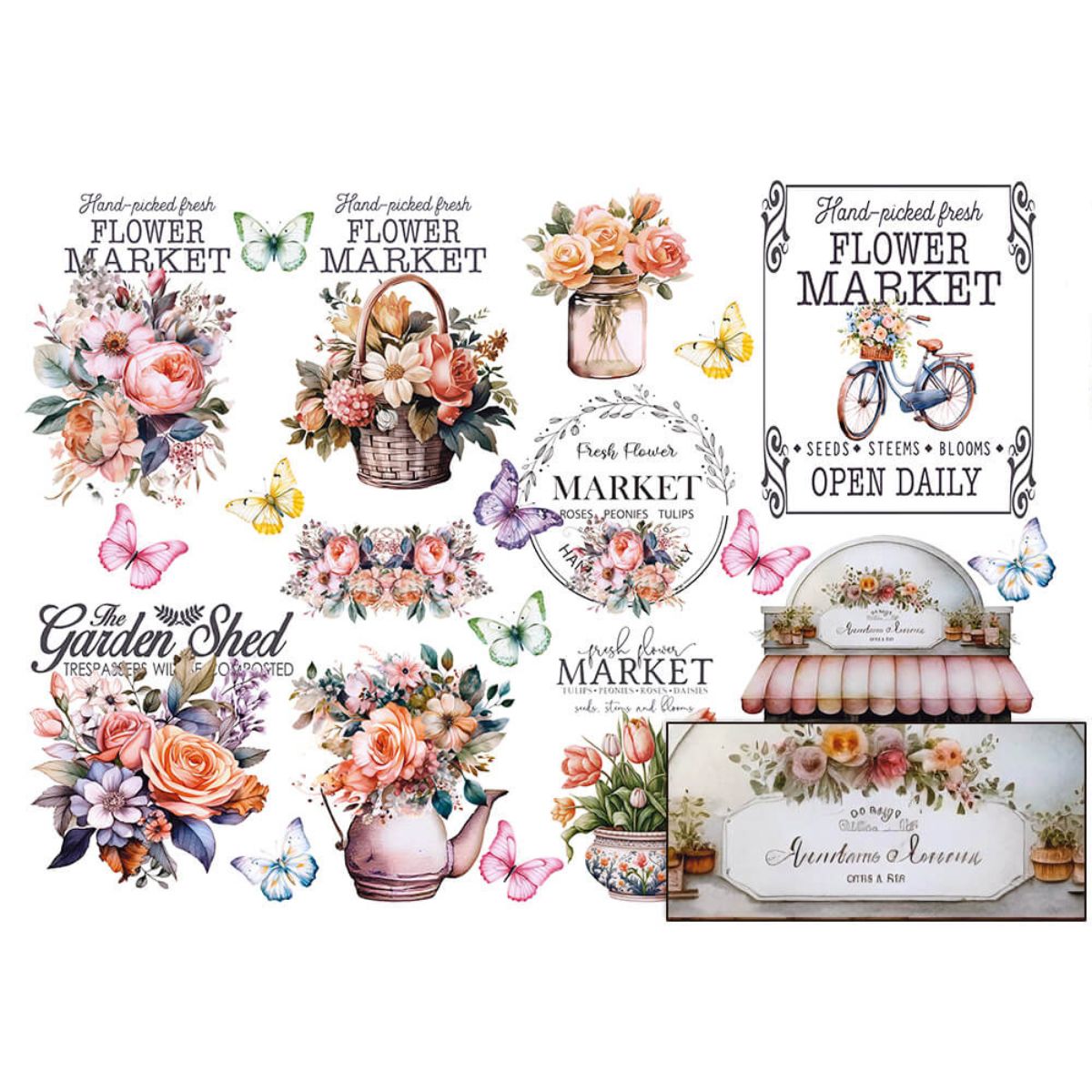 Papel Seda Litoarte PSL-015 Flowers Market Rosas 67,5x46cm - Palácio da Arte