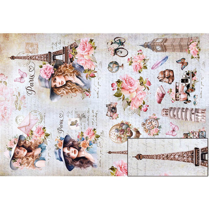 Papel Seda Litoarte PSL-018 Damas Vintage Paris 67,5x46cm - Palácio da Arte