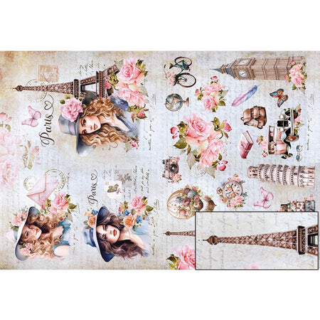 Papel Seda Litoarte PSL-018 Damas Vintage Paris 67,5x46cm - Palácio da Arte