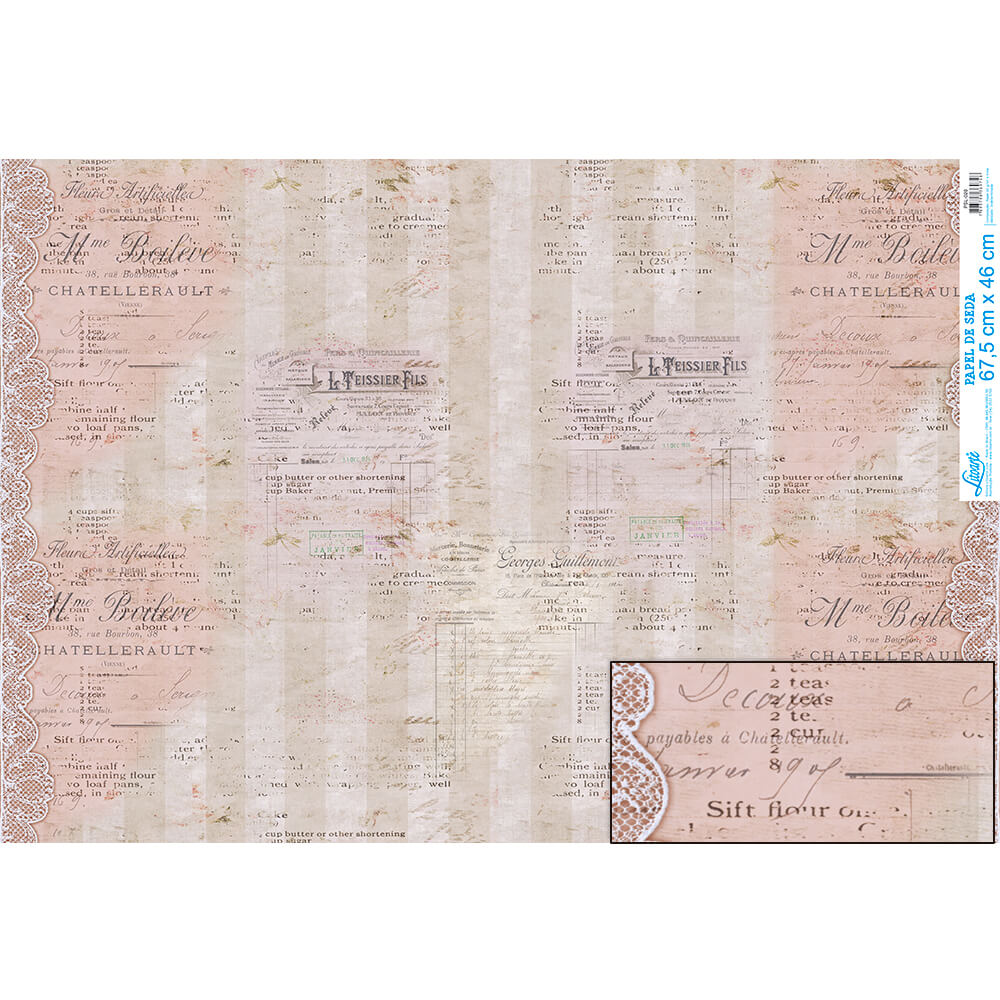Papel Seda Litoarte PSL-020 Fundo Escrita 67,5x46cm - Palácio da Arte