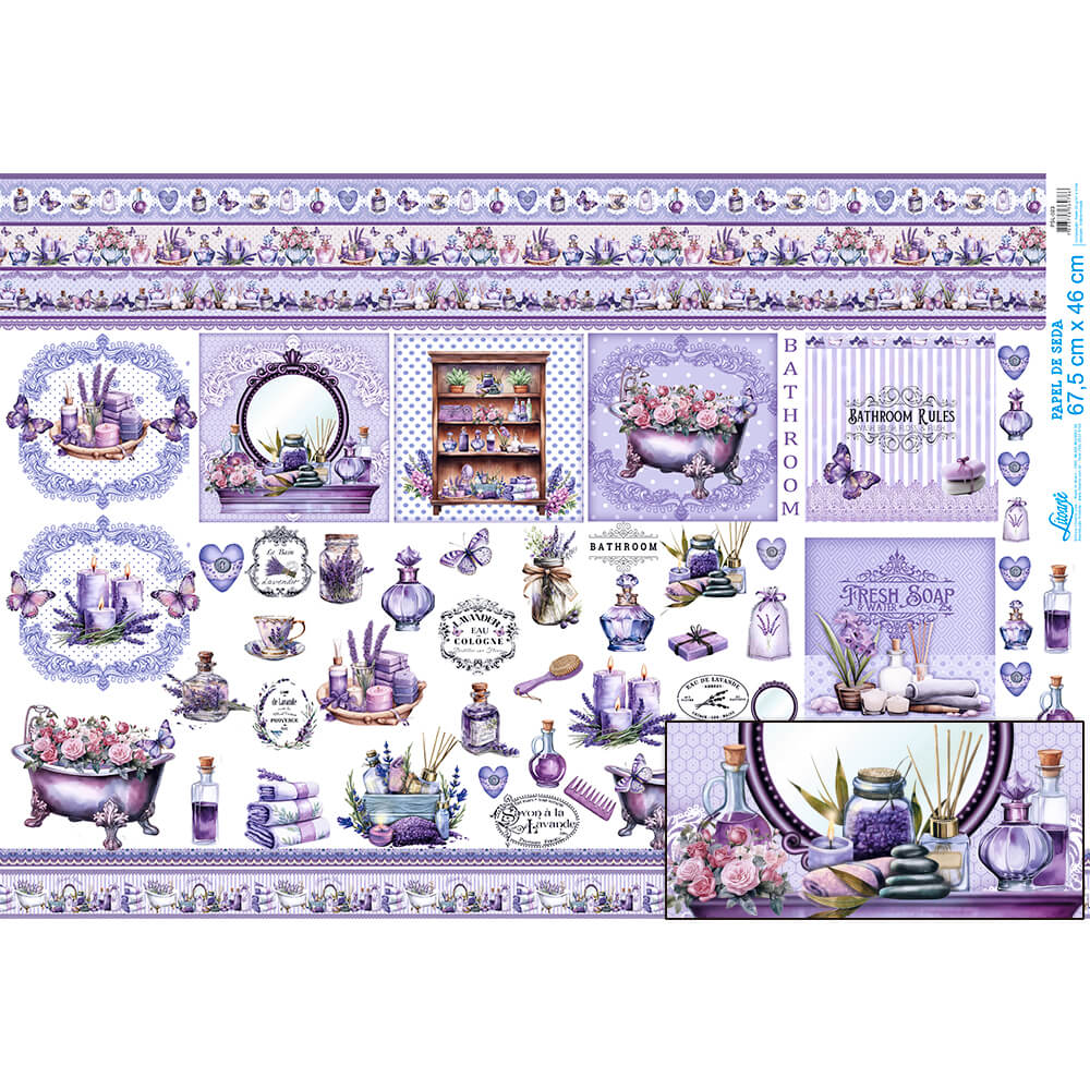Papel Seda Litoarte PSL-023 Lavanda 67,5x46cm - Palácio da Arte