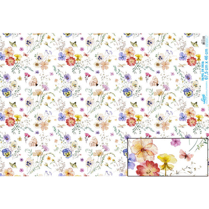 Papel Seda Litoarte PSL-025 Delicadeza em Flores 67,5x46cm - Palácio da Arte