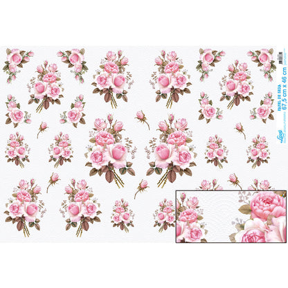 Papel Seda Litoarte PSL-026 Rosas 67,5x46cm - Palácio da Arte