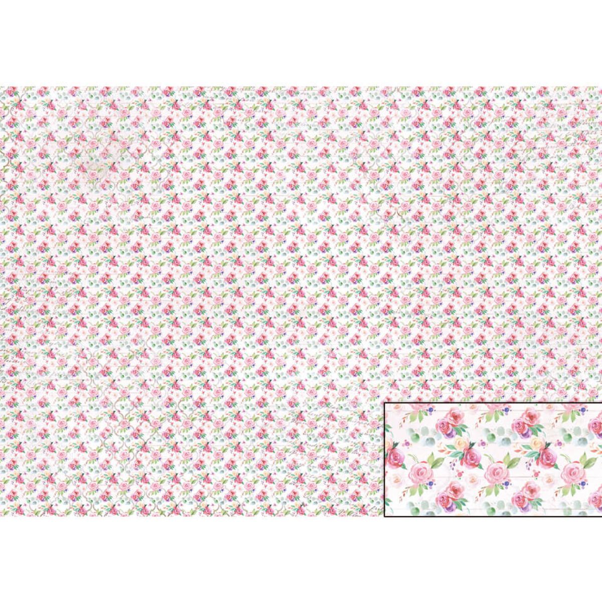 Papel Seda Litoarte PSL-027 Mini Rosas 67,5x46cm - Palácio da Arte