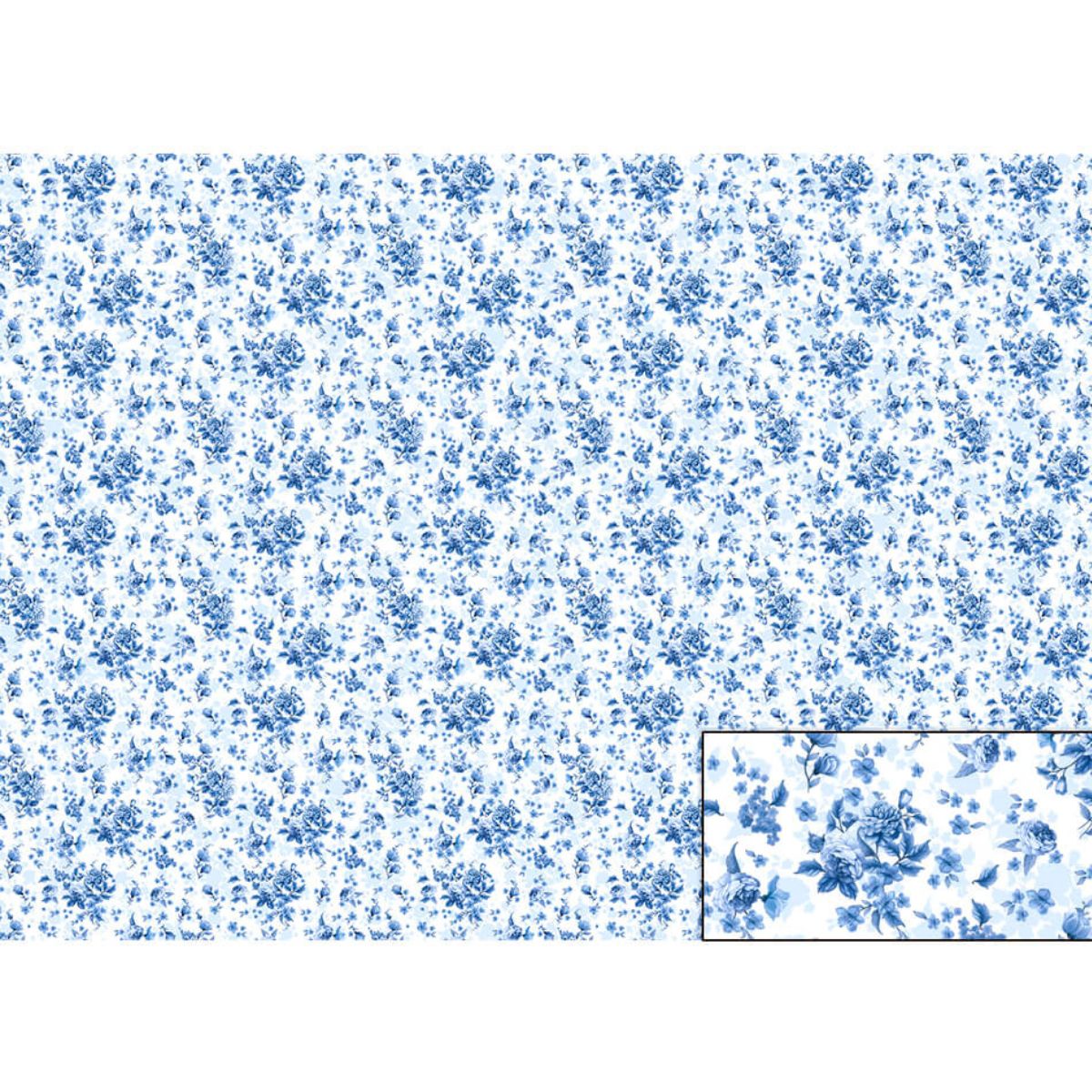 Papel Seda Litoarte PSL-028 Mini Flores Azuis 67,5x46cm - Palácio da Arte