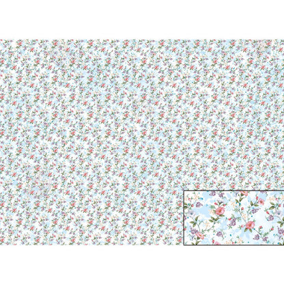 Papel Seda Litoarte PSL-029 Mini Flores Fundo Azul 67,5x46cm - Palácio da Arte