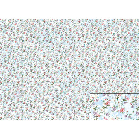 Papel Seda Litoarte PSL-029 Mini Flores Fundo Azul 67,5x46cm - Palácio da Arte
