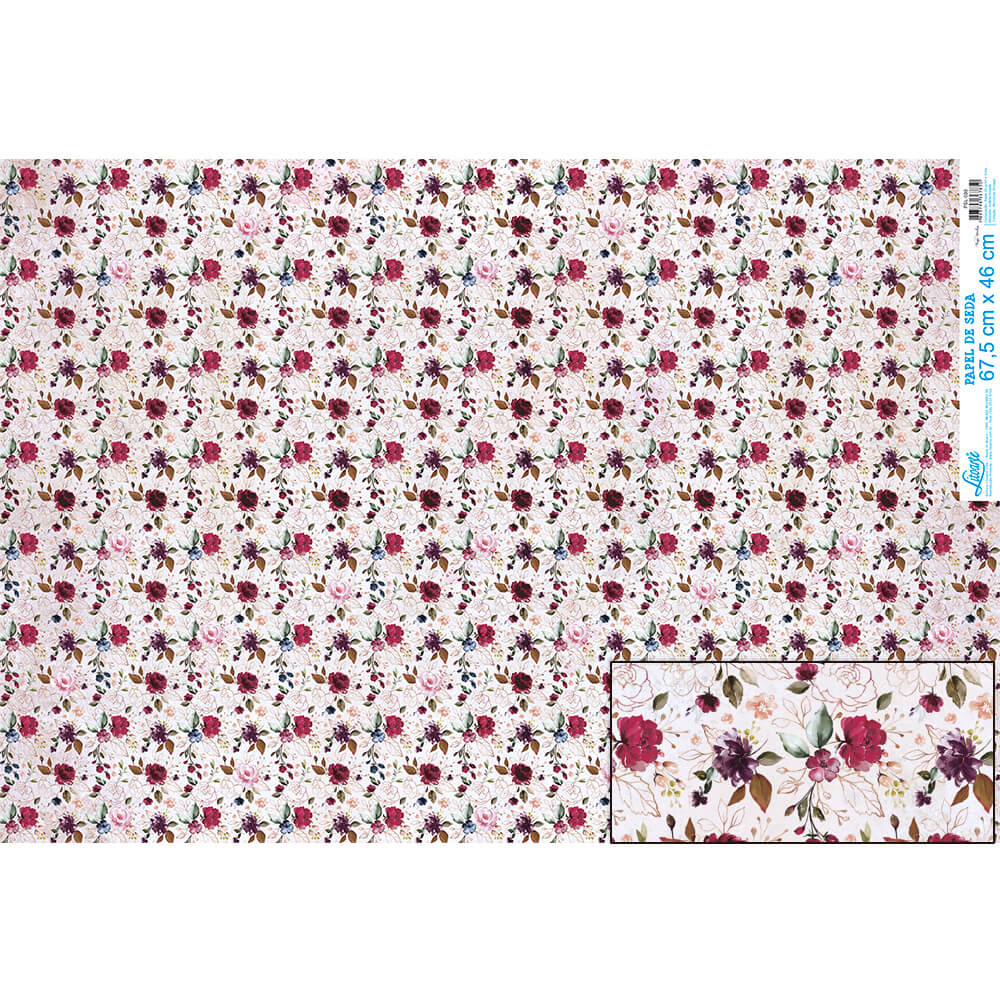 Papel Seda Litoarte PSL-030 Memorias Vintage Flores 67,5x46cm - Palácio da Arte