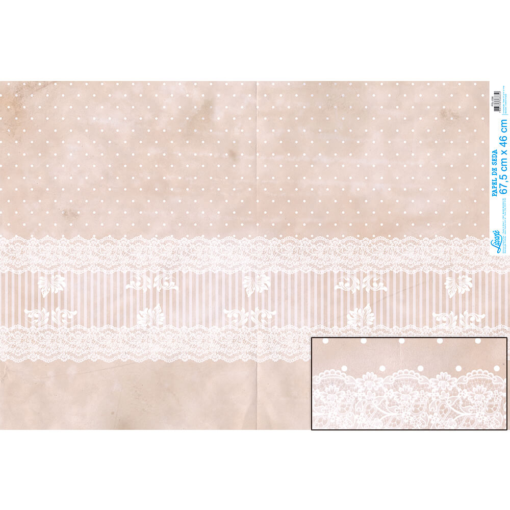 Papel Seda Litoarte PSL-036 Poá Fundo Bege 67,5x46cm - Palácio da Arte