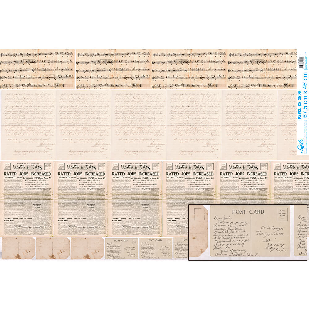 Papel Seda Litoarte PSL-037 Música e Jornal 67,5x46cm - Palácio da Arte