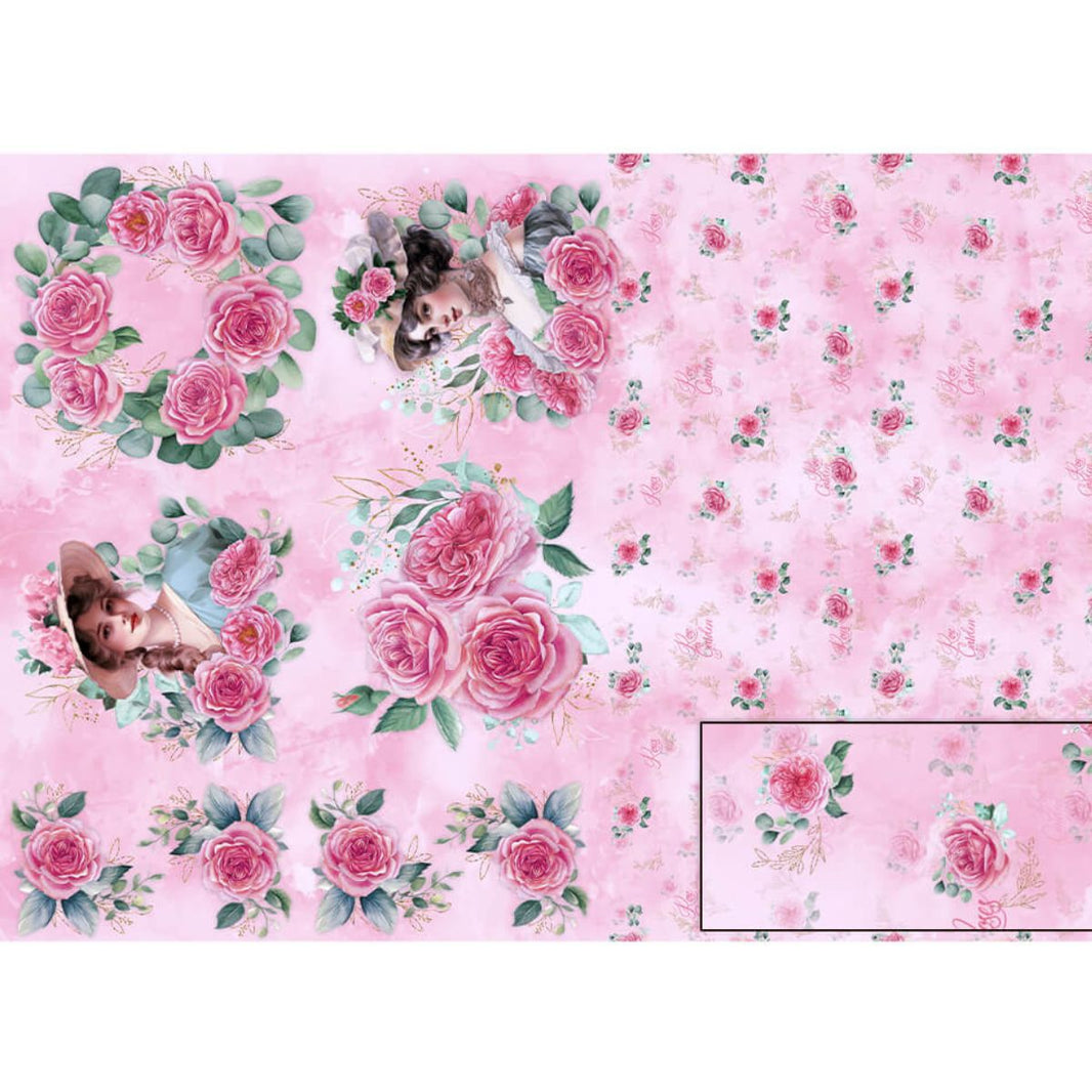 Papel Seda Litoarte PSL-041 Rosas e Damas 67,5x46cm - Palácio da Arte
