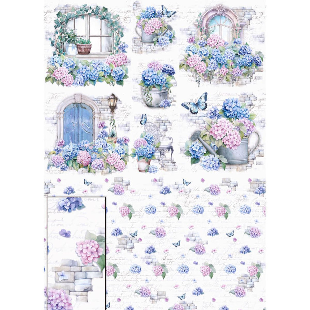 Papel Seda Litoarte PSL-042 Flores Hortênsia 67,5x46cm - Palácio da Arte